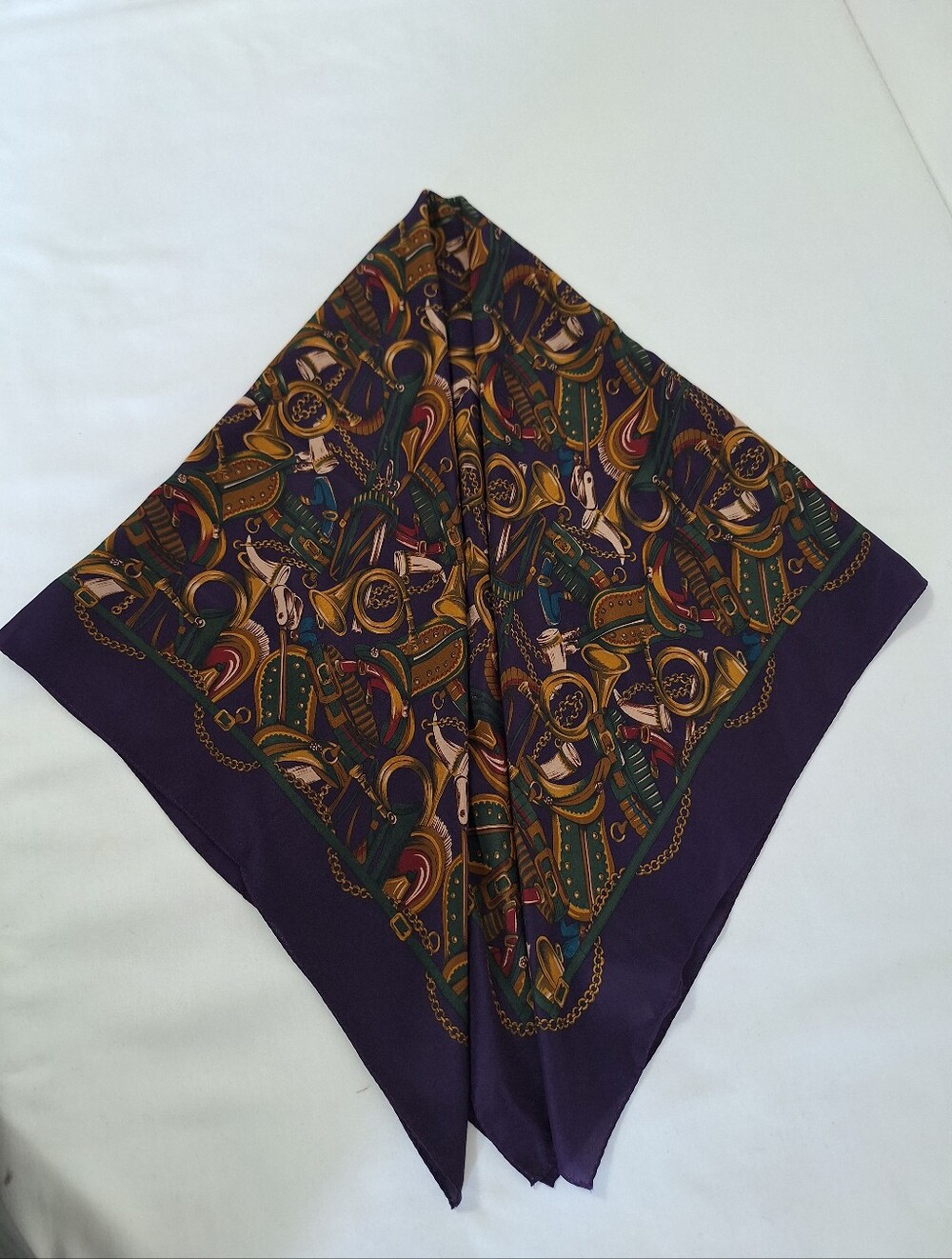 NWT Ann Taylor Purple Multicolor Equestrian Print Scarf